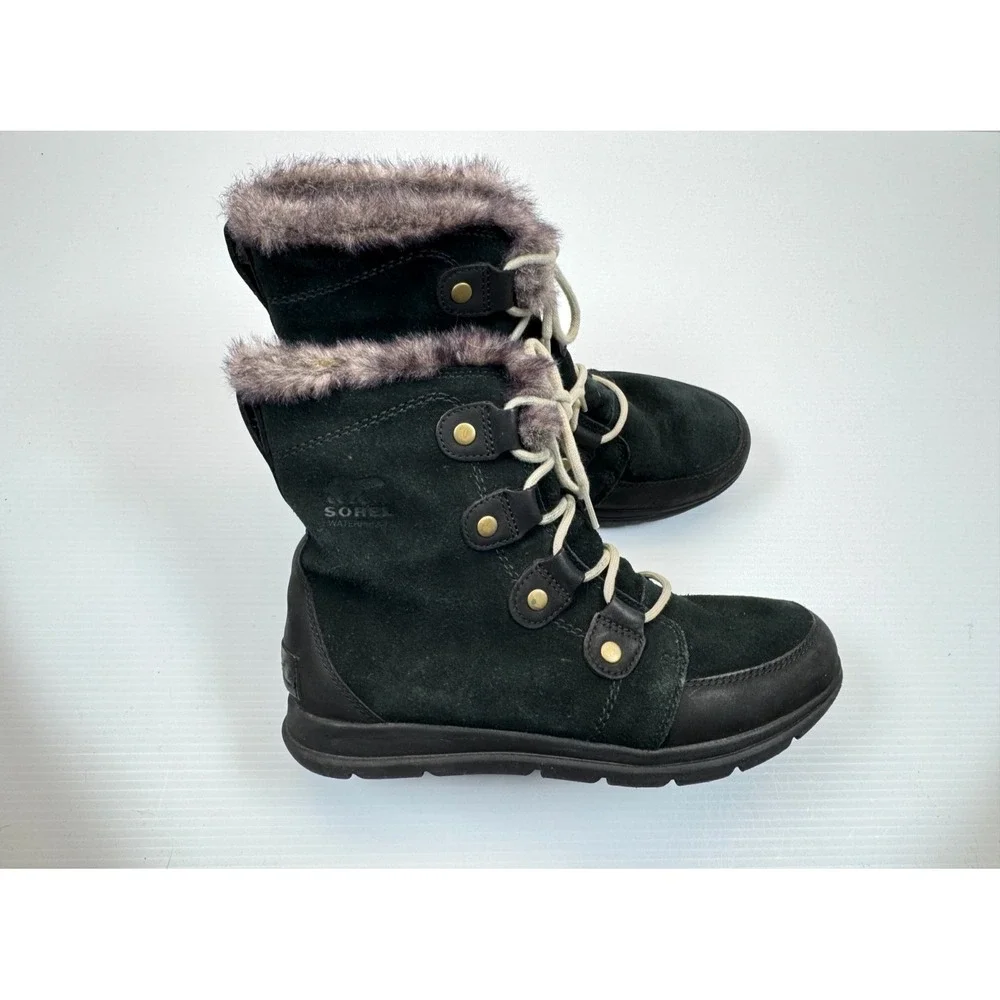 Sorel Explorer Joan Waterproof Winter Boots‎ Women 10 Suede Lace-up